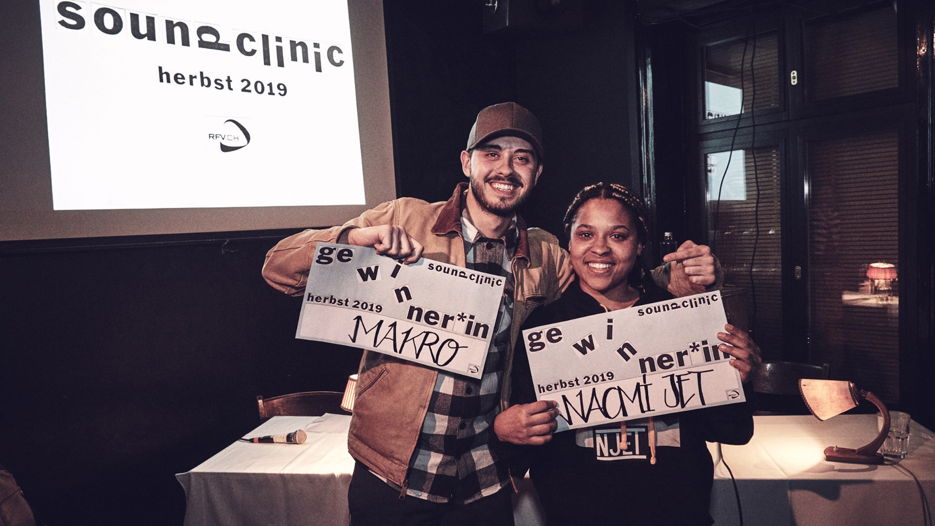 Soundclinic Herbst 2019: Gewinner*innen Makro und Naomi Jet © Stefan Rüst