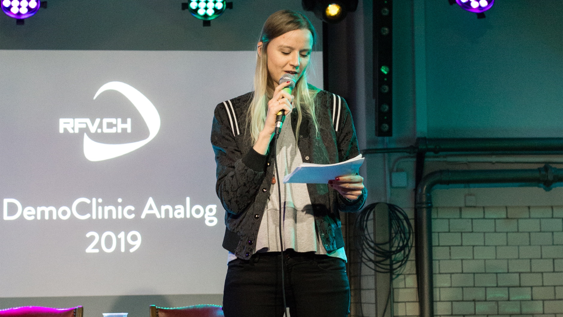 Julia Oroszlan, Moderation RFV-DemoClinic Analog 2019 © Anaïs Steiner 